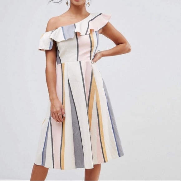 asos one shoulder ruffle dress